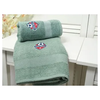 Sprchový závěs B.E.S. - Petrovice, s.r.o. Osuška froté Adria 70x140 s výšivkou - zelená Football