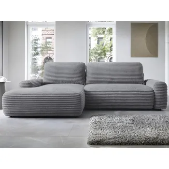 Sedací souprava Rohová sedačka Cord, dýmově šedá strukturovaná látka, levý roh