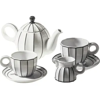 Čajová souprava Porcelánová čajová souprava Šárka černá linka