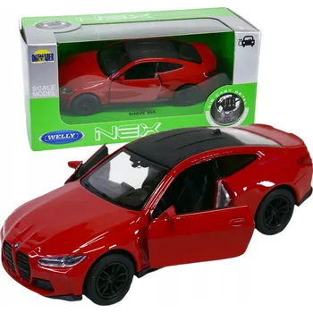 autíčko Kovový model auta BMW M4, měřítko 1:34 - 39, výrobce Welly Nex, bordó barva