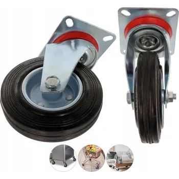 Pojezdové kolečko Otočné kolečko 125 mm černé s brzdou, pro regál SwiatKabli