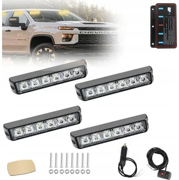 Autoelektronika 4X VÝSTRAŽNÉ STROBOSKOPICKÉ LED LAMPY NOUZOVÉ AUTOPŘEPRAVNÍK ASISTENČNÍ SLUŽBA 12V