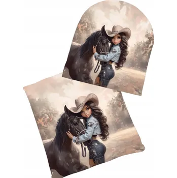 Čepice Dětská zimní podzimní sada Nákrčník Čepice pro dívku s koněm