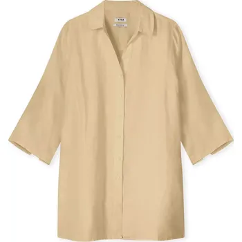 Dámská halenka Košile Kyra Liza hnědá prodloužená ze lnu Velikost: 38