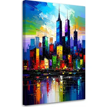 Obraz Obraz canvas do kanceláře obývacího pokoje, Barevné město Abstrakt 40x60