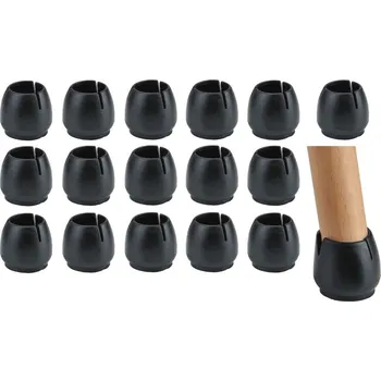 Podložka pod nábytek GUMOVÉ NÁVLEKY S FILCEM NA NOHY ŽIDLE 17-21mm ČERNÉ SADA x16 KUSŮ