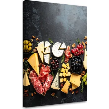 Obraz Obraz do kuchyně jídelny, Kompozice uzenin a sýrů 40x60