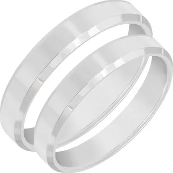 Prsten Platinové minimalistické snubní prsteny se zkosenými hranami Varden