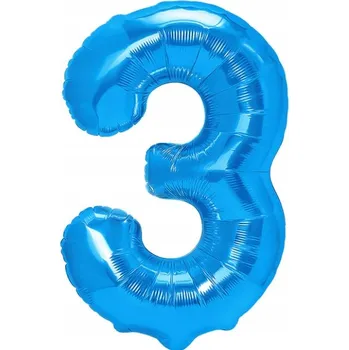 Balónek Fóliový balónek PartyPal 450283 číslice 3 100 cm modrý