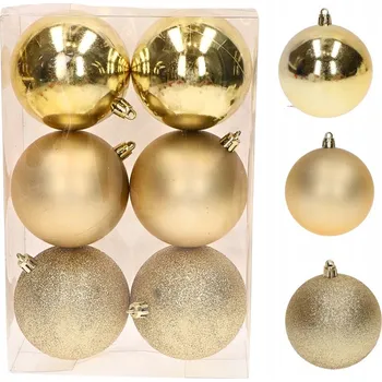 Vánoční dekorace Zlatá plastová Vánoční Koule 6 cm, 6 kusů v balení
