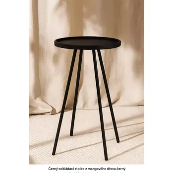 Konferenční stolek Černý odkládací stolek z mangového dřeva černý, 40 × 55 cm House Doctor Juco