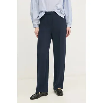 Dámské kalhoty Kalhoty Tommy Hilfiger dámské, tmavomodrá barva, jednoduché, high waist, WW0WW45445 59X, vel. 42