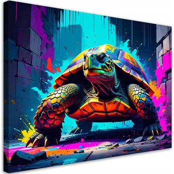 Obraz Mládežnický obraz do obýváku nebo kanceláře, Barevná želva abstrakce 90x60 cm