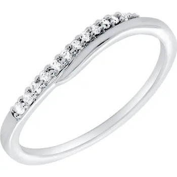 Prsten Atypicky zvlněný stříbrný prsten s diamanty Vide