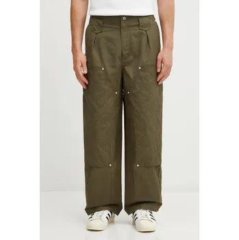 Pánské kalhoty Bavlněné kalhoty Kenzo Weave Double Knee Pant, 44, zelená, 87X