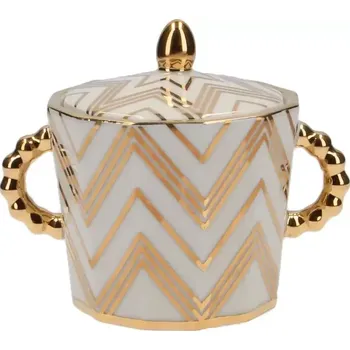Cukřenka Porcelánová cukřenka zlatý cik-cak