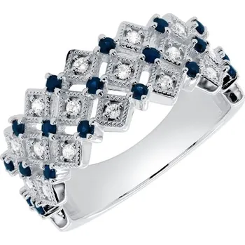 Prsten Moderní stříbrný prsten s diamanty a safíry Arnt