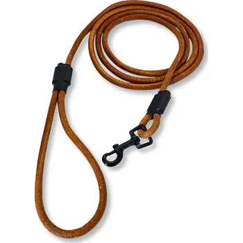 Vodítko pro psa PafDog® Kožené kulaté klasické vodítko 8mm, hnědé PAF-622