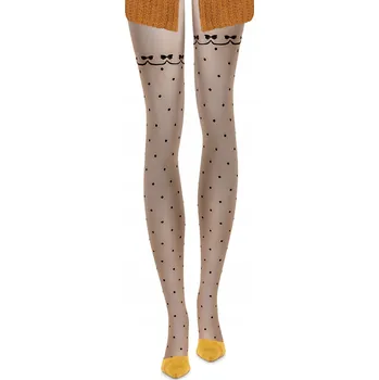 Dámské spodní prádlo Calzedonia punčocháče s puntíky béžové S/M