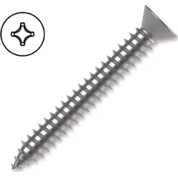 Vrut Vrut do plechu se zápust. hl. a PH kříž.dr.- DIN 7982 nerez A2 4,8x50mm