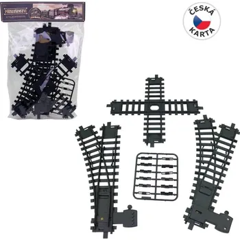 Vláček a vláčkodráha Hračka MaDe Koleje sada, 22 cm, 1 x křížení, 2 x vyhýbka, spojky 20535