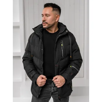 Pánský kabát Černá pánská zimní bunda Bolf 5M3137A1 - M