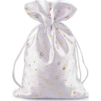 Vánoční dekorace Vánoční dárkový pytlík hvězdy 15x24 cm, barva 1 bílá