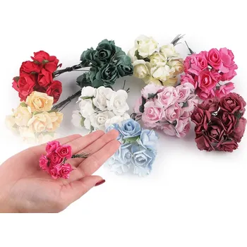 Bytová dekorace Růže na drátku / polotovar na vývazky Ø20 mm délka 7 cm - 23 černá