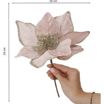 Vánoční dekorace Springos CA1234 VÁNOČNÍ OZDOBA POINSETTIA 25 CM