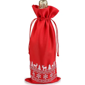 Dárková taška Vánoční dárkový pytlík na láhev 15x32 cm
