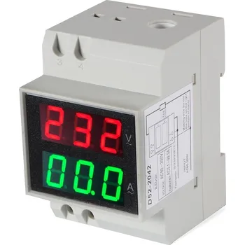 D52-2042 100A LED digitální ampérmetr/voltmetr DIN AC 80-300V