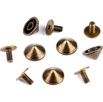 Ozdobný šroubovací hrot / nýt / nožičky na kabelky Ø9,5 mm, malé, 4 staromosaz