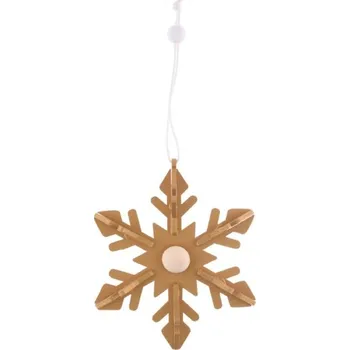 Vánoční dekorace Závěs Vločka 3D 10cm, dřevěná, zlatá