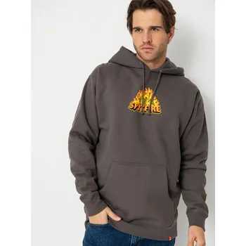 Pánská mikina Spitfire Hellfire (charcoal solid w/multi color print) XL, hnědá