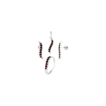 Souprava šperků Stříbrná souprava Vlnka s přírodními granáty - 2