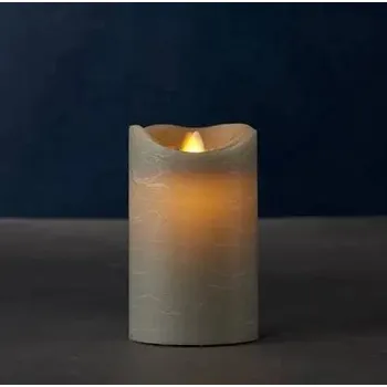 Vánoční dekorace Vosková LED svíčka Sara, 12,5 cm, šedá