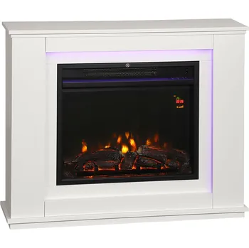 HOMCOM Elektrický krb HOMCOM, realistické plameny s 12 barvami, 5 úrovní jasu, dálkové ovládání, časovač, černý