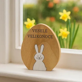 Dekorace dřevěné vajíčko se zajíčkem 17*13*2cm 4000010
