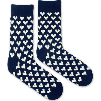 Dámské ponožky Vlněné ponožky Vlnáč Srdce modré S (35-38)
