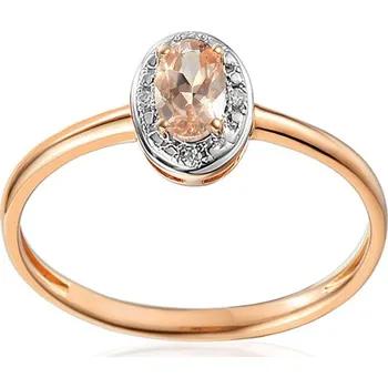 Prsten Briliantový prsten z růžového zlata s morganitem 0,010 ct IZBR091M + dárkové balení LUXUS zdarma