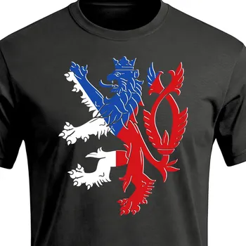 Pánské tričko Tričko Česká republika Lev a vlajka - velikost 110, Barva Černá