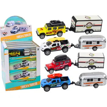 autíčko Mamido Kovové terénní autíčko s karavanem mix