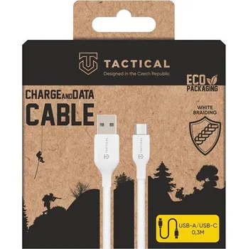 Datový kabel Kabel Tactical Stitch Thread Cable USB-A/USB-C 0,3m, bílá