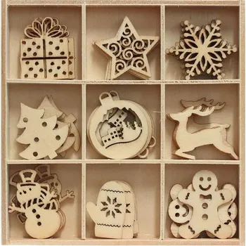 Vánoční dekorace Dekorace Vánoční 45ks dřevěná, natur, mix