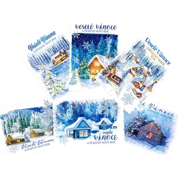 Vánoční pohlednice s brokátem S-435