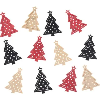 Stromeček 4cm, 12ks dřevěný, mix barev