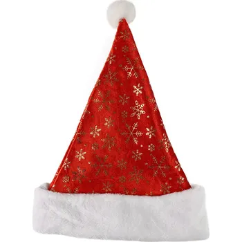 Vánoční dekorace KARNEVAL Čepice vánoční červená 40cm zlaté vločky Santa Claus | 603303