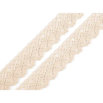 Bavlněná krajka paličkovaná šíře 28 mm, barva 9 béžová světlá