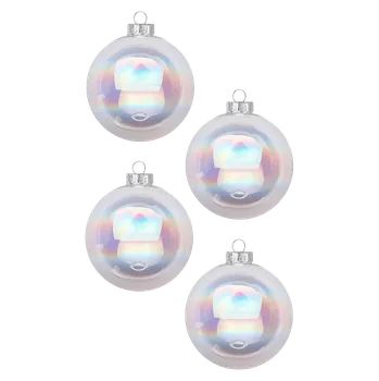 Vánoční dekorace Sada vánočních baněk Irisierend, bílá perleť, sklo, 12 ks 14140P812