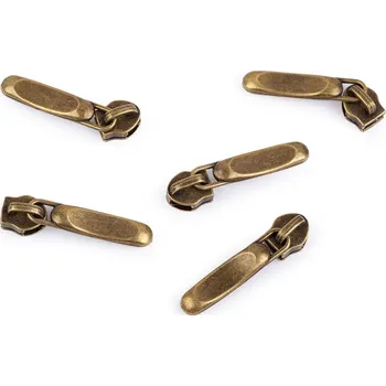 Zip Jezdec ke spirálovým zipům No 5 ozdobný, střední, 2 staromosaz